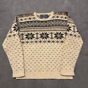 Polo Sport Ralph Lauren Wool Silk Fair Isle Sweater Mens Large Vintage 90s Beige